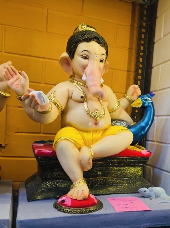 Bal Ganpati Murti with Peacock